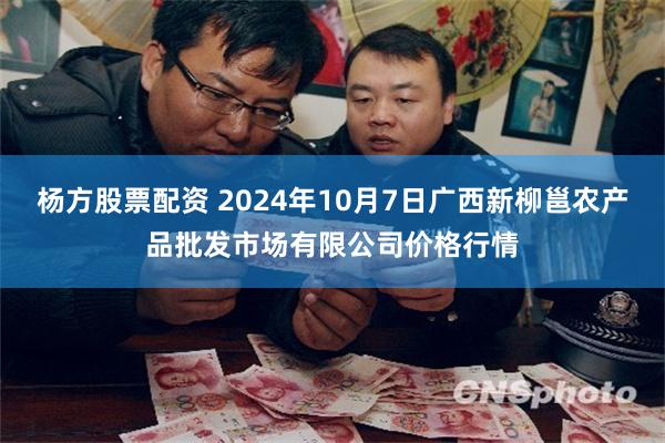 杨方股票配资 2024年10月7日广西新柳邕农产品批发市场有限公司价格行情