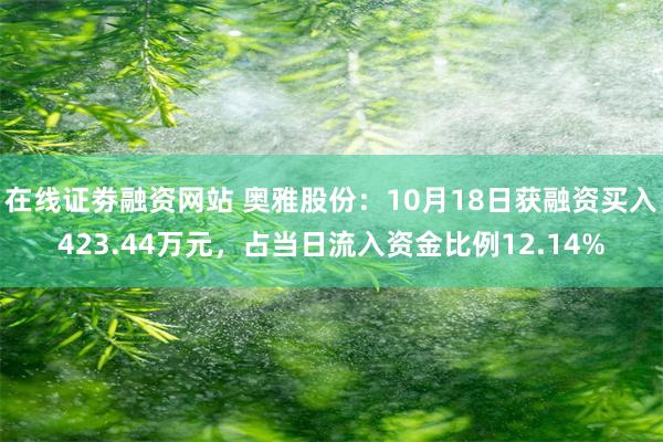 在线证劵融资网站 奥雅股份：10月18日获融资买入423.44万元，占当日流入资金比例12.14%