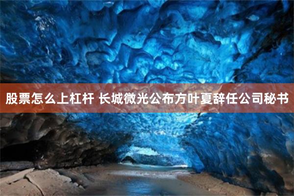 股票怎么上杠杆 长城微光公布方叶夏辞任公司秘书